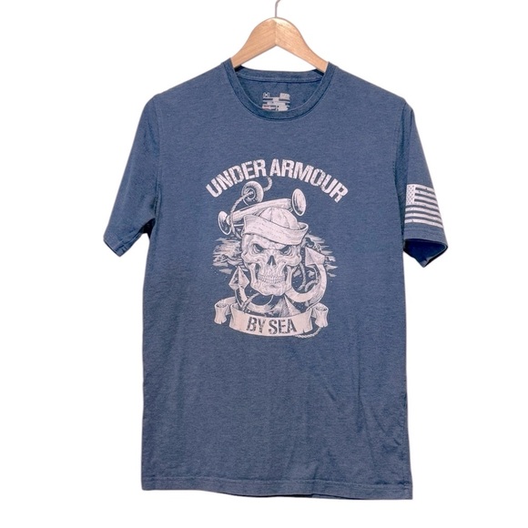 Under Armour Men's UA Freedom by Sea Short Sleeve Blue T-Shirt size Small - Picture 2 of 9
